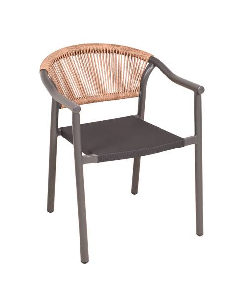 Stapelstuhl Novara 2er-Set Aluminium / Polyrattan - Anthrazit / Braun