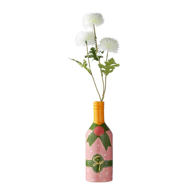 Vase SIP Flasche Steinzeug - Pink/Grün