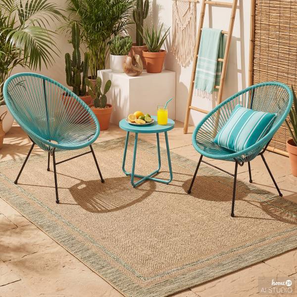 In- und Outdoorteppich Aidie Polypropylen - Beige - 200 x 290 cm