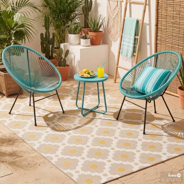 In- und Outdoorteppich Kaive Kunststoff - Beige / Gelb - 120 x 170 cm