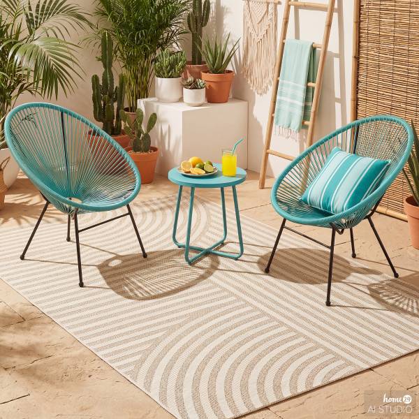 In- und Outdoorteppich Mesya Kunststoff - Beige - 120 x 170 cm