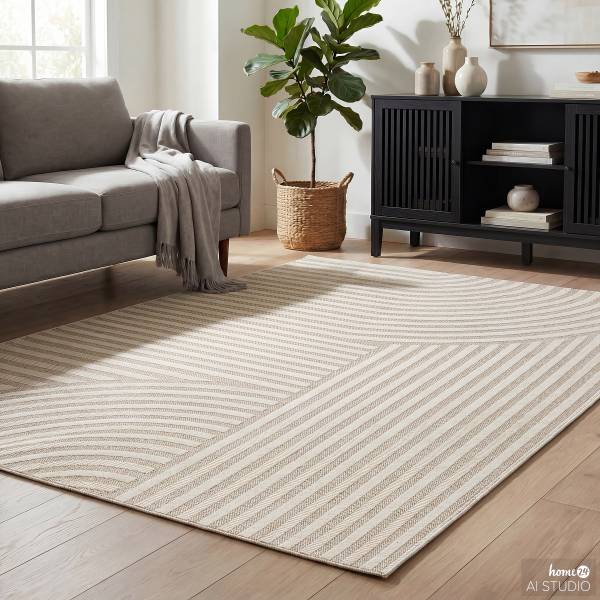 In- und Outdoorteppich Mesya Kunststoff - Beige - 120 x 170 cm