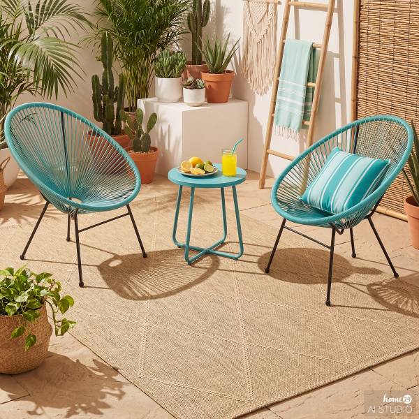 In- und Outdoorteppich Ramie Polypropylen - Beige - 160 x 230 cm