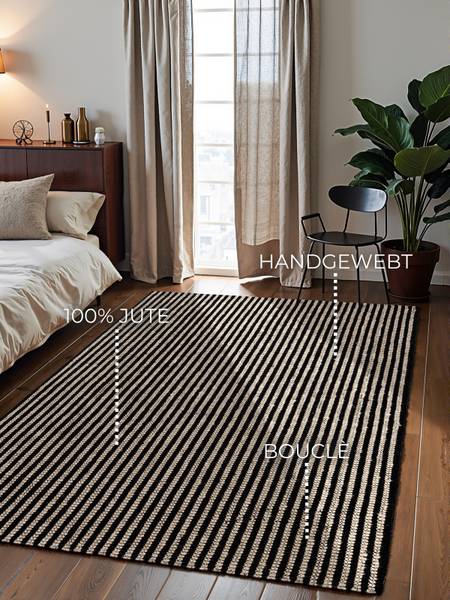 Tappeto di iuta Ebony Iuta - Nero / Bianco - 160 x 230 cm
