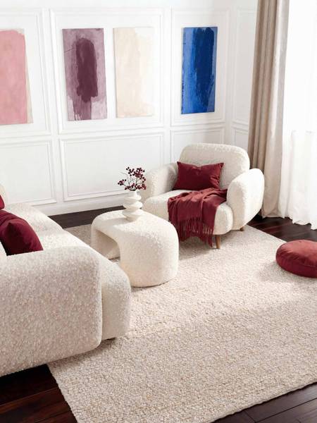 Boucléteppich Portobello Polyester - Creme / Beige - 200 x 290 cm