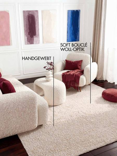 Boucléteppich Portobello Polyester - Creme / Beige - 200 x 290 cm