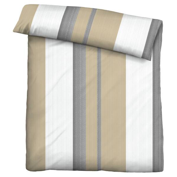 Housse de couette en flanelle à rayures Flanelle - 135 x 200 cm + oreiller 80 x 80 cm