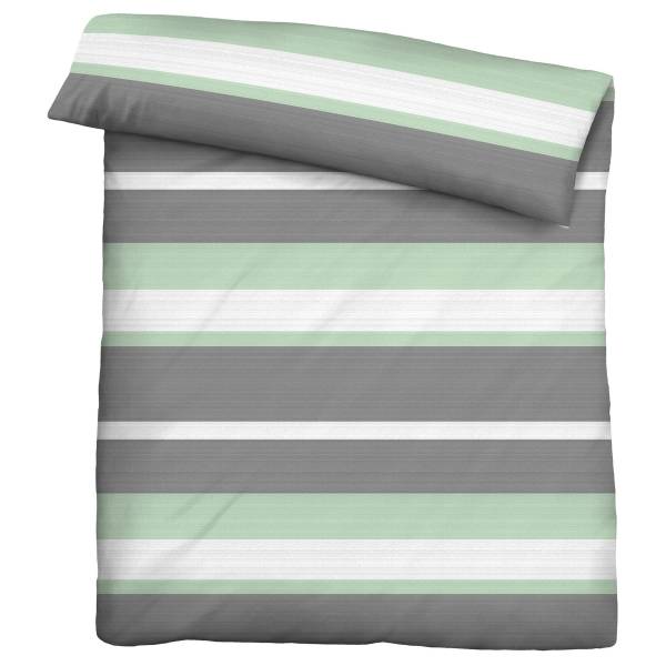 Housse de couette en flanelle à rayures Flanelle - Avocat - 135 x 200 cm + oreiller 80 x 80 cm