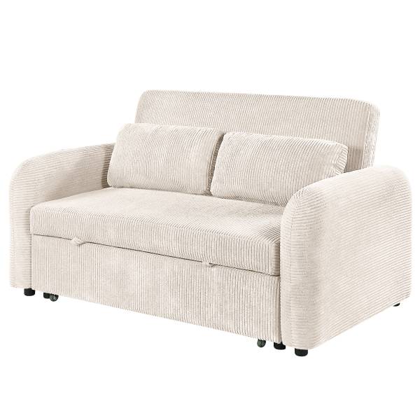 2-Sitzer Sofa SOLAY mit Schlaffunktion Cordstoff Lola: Altweiß