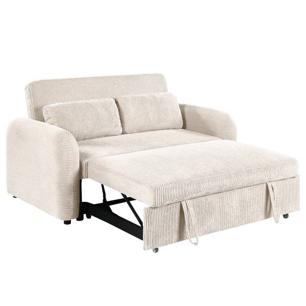 2-Sitzer Sofa SOLAY mit Schlaffunktion Cordstoff Lola: Altweiß