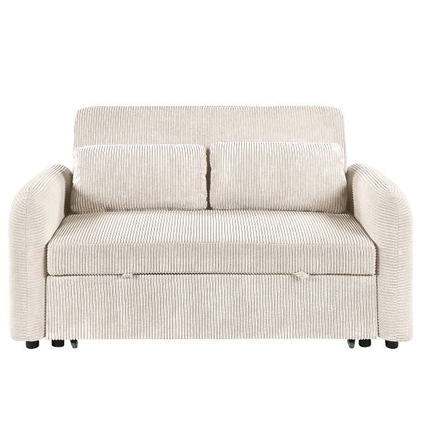 2-Sitzer Sofa SOLAY mit Schlaffunktion Cordstoff Lola: Altweiß