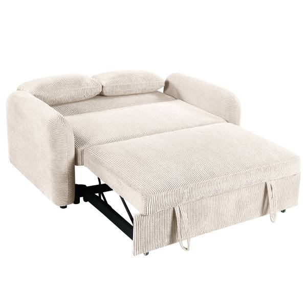 2-Sitzer Sofa SOLAY mit Schlaffunktion Cordstoff Lola: Altweiß