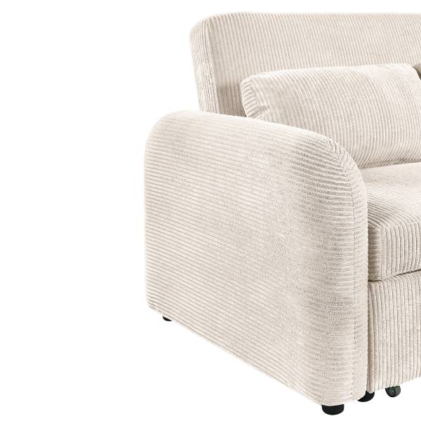 2-Sitzer Sofa SOLAY mit Schlaffunktion Cordstoff Lola: Altweiß
