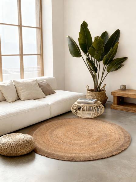 Juteteppich Nuru rund Jute - Beige - Durchmesser: 200 cm