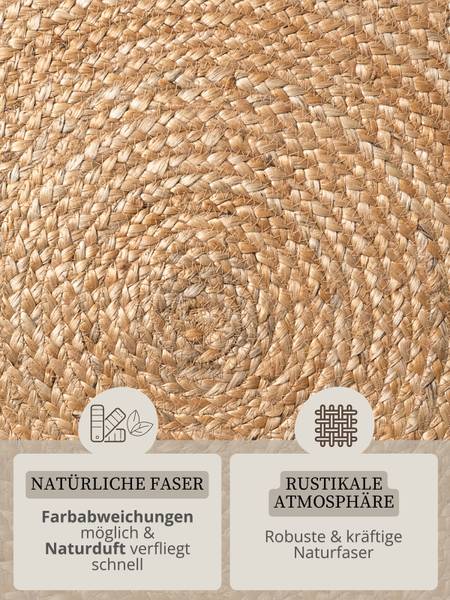 Juteteppich Nuru rund Jute - Beige - Durchmesser: 200 cm