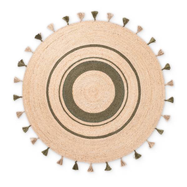 Juteteppich Basil rund Jute - Beige / Grün - Durchmesser: 150 cm