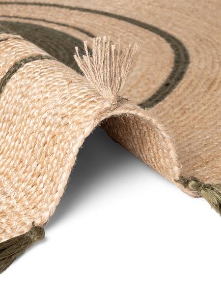 Juteteppich Basil rund Jute - Beige / Grün - Durchmesser: 150 cm
