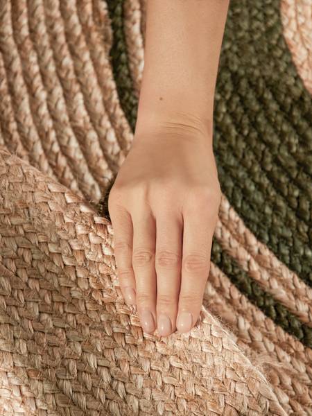Juteteppich Basil rund Jute - Beige / Grün - Durchmesser: 150 cm