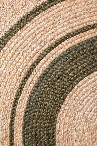 Juteteppich Basil rund Jute - Beige / Grün - Durchmesser: 150 cm