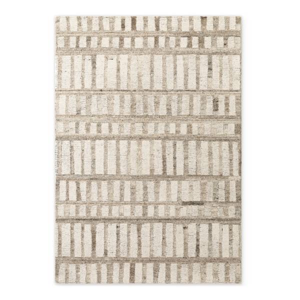 Tappeto di lana Linara Lana / Cotone - Crema / Marrone - 80 x 150 cm