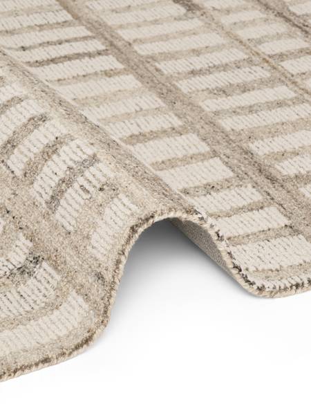 Tappeto di lana Linara Lana / Cotone - Crema / Marrone - 80 x 150 cm