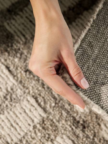 Tappeto di lana Linara Lana / Cotone - Crema / Marrone - 80 x 150 cm