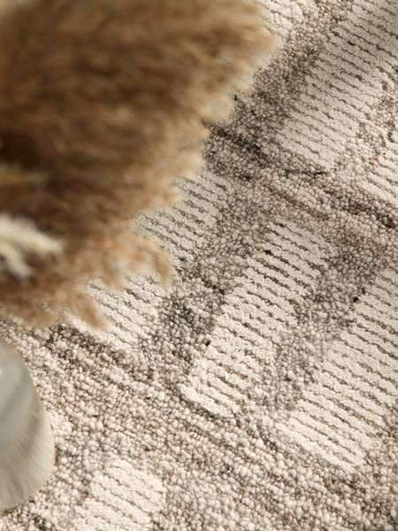Tappeto di lana Linara Lana / Cotone - Crema / Marrone - 80 x 150 cm