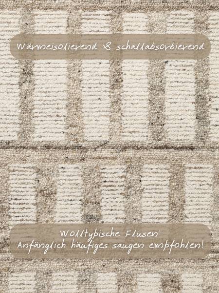 Tappeto di lana Linara Lana / Cotone - Crema / Marrone - 80 x 150 cm