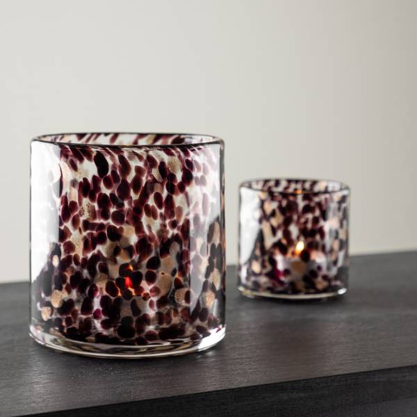 Teelichthalter Glora Dots Farbglas - Schwarz