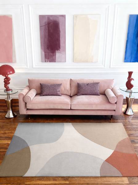 Wollteppich Clarissa Wolle / Baumwolle - Blau / Beige - 200 x 300 cm
