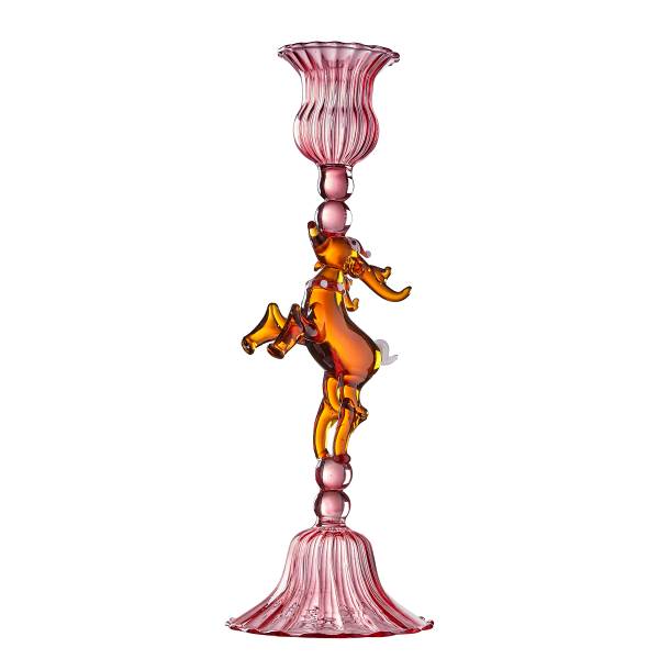 Kerzenhalter MERRY & BRIGHT Rentier Borosilikatglas - Pink/Braun