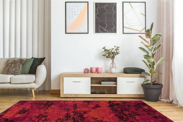 Kurzflorteppich Vintage 5206 Webstoff - Rot - 120 x 180 cm