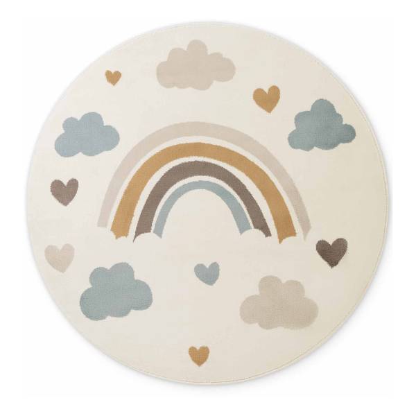 Kinderteppich Skyla rund Polypropylen / Jute - Creme
