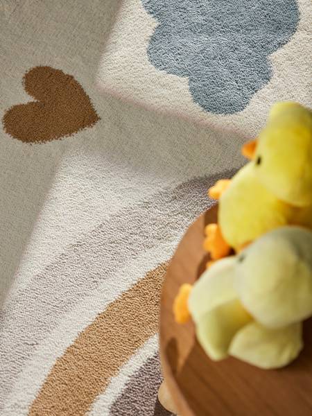 Kinderteppich Skyla rund Polypropylen / Jute - Creme