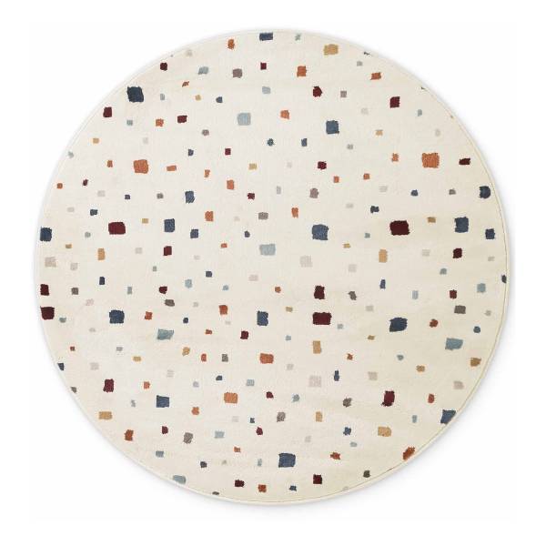 Kinderteppich Funny Squares rund Polypropylen / Jute - Creme