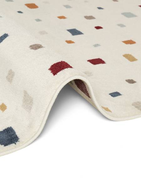 Kinderteppich Funny Squares rund Polypropylen / Jute - Creme