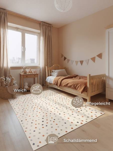 Kinderteppich Konfetti Polypropylen / Jute - Mehrfarbig - 120 x 170 cm