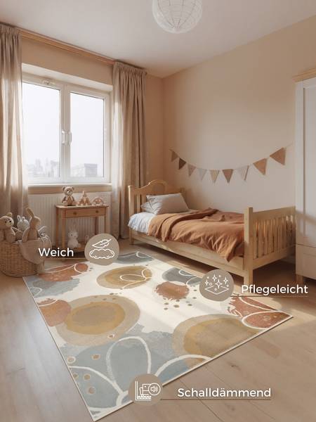 Kinderteppich Marigold Polypropylen / Jute - Creme / Braun - 120 x 170 cm