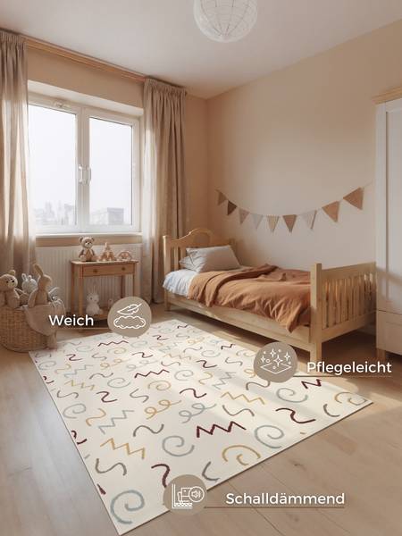 Kindervloerkleed Fiete polypropeen/jute - crèmekleurig - 120 x 170 cm