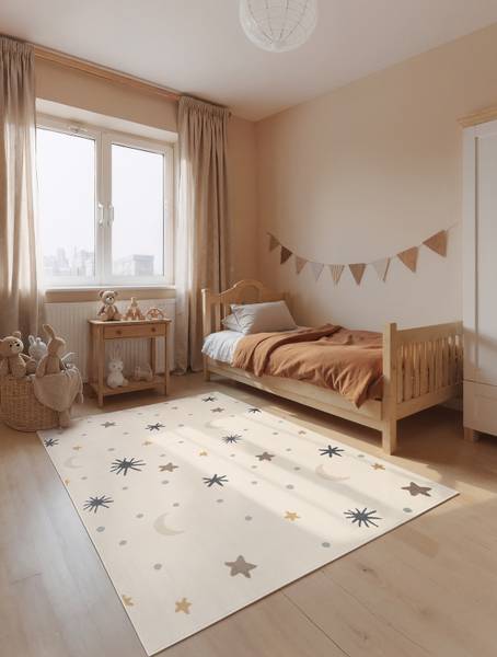 Kinderteppich Moony Polypropylen / Jute - Creme - 120 x 170 cm