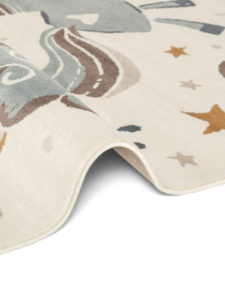 Tapis enfant Licorne rond Polypropylène / Jute - Crème