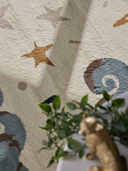 Tapis enfant Licorne rond Polypropylène / Jute - Crème