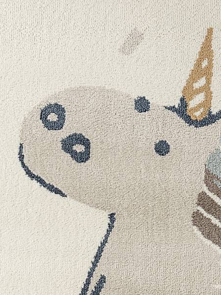 Tapis enfant Licorne rond Polypropylène / Jute - Crème