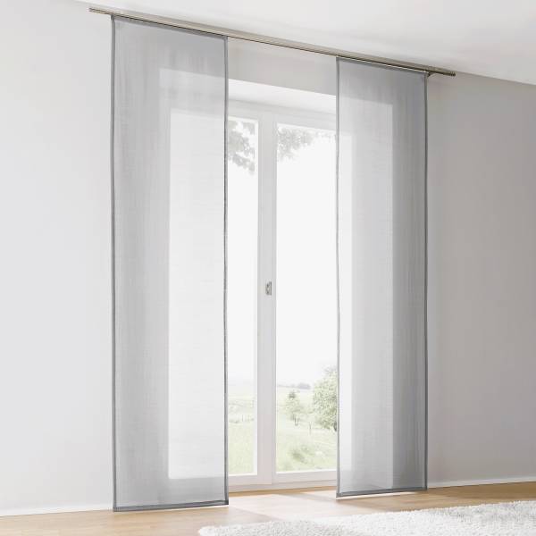 Panneau coulissant Enya uni Tissu mélangé - Gris - Hauteur : 145 cm