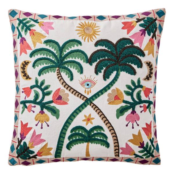 Coussin BOHEMIAN Palmiers Coton / acrylique / polyester / autre - Blanc