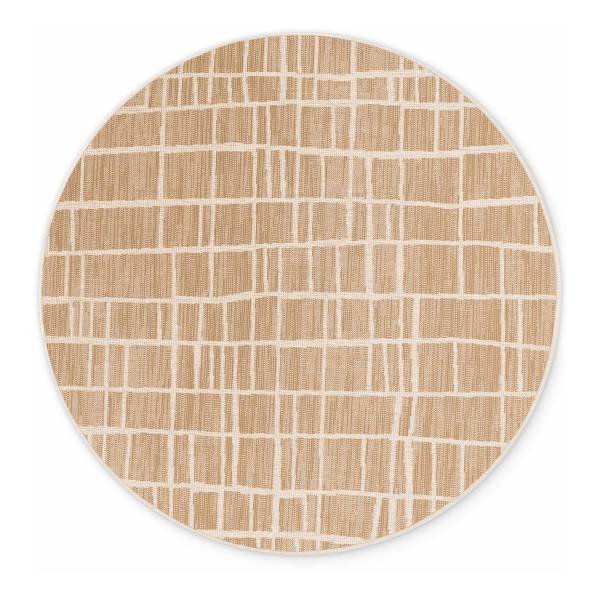 Outdoorteppich Crouch rund Polypropylen - Beige / Braun - Durchmesser: 160 cm