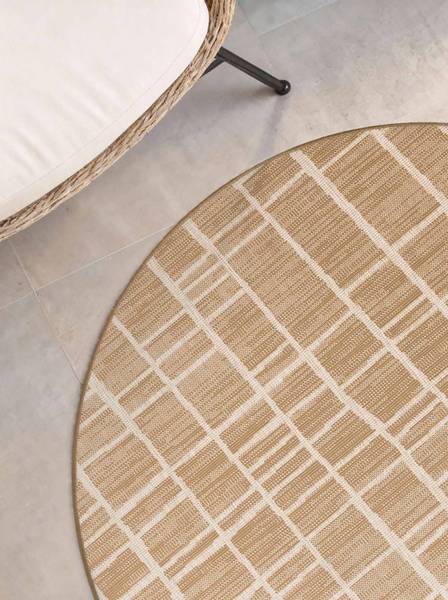 Outdoorteppich Crouch rund Polypropylen - Beige / Braun - Durchmesser: 160 cm
