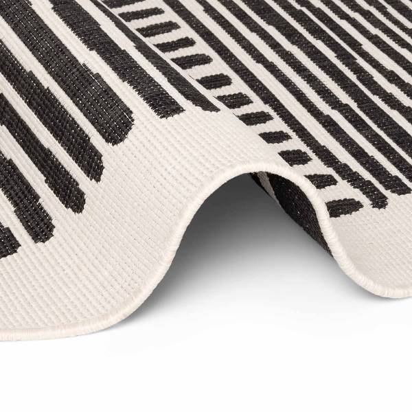 Outdoorteppich Bounds rund Polypropylen - Schwarz / Weiß - Durchmesser: 160 cm