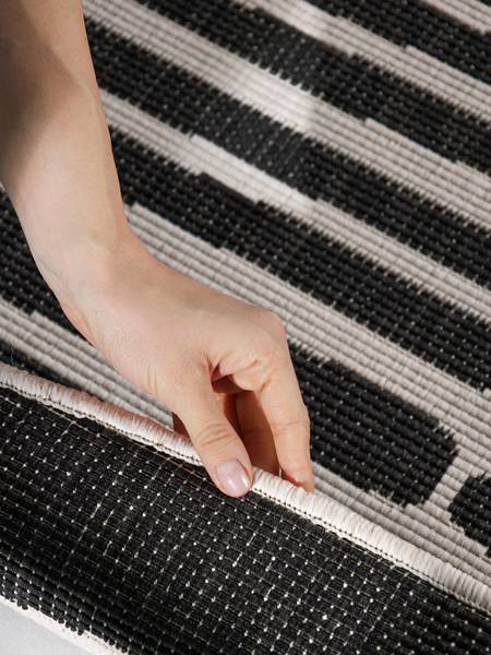 Outdoorteppich Bounds rund Polypropylen - Schwarz / Weiß - Durchmesser: 160 cm