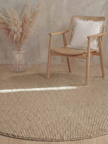 Wollteppich Diana rund Wolle - Beige